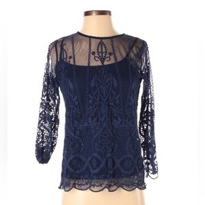 French Country Blue Blouse - Size Small